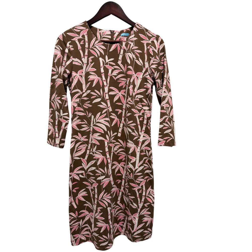 J.McLaughlin Sophia Dress Brown Pink Bamboo Grove Size S Office